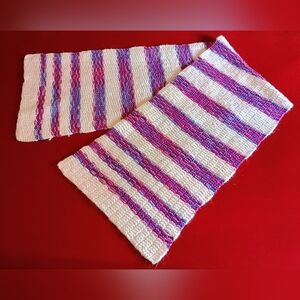 Purple Pink and White Striped Knit Scarf